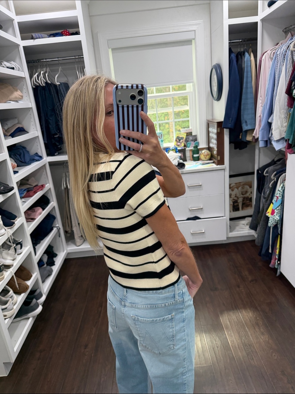 English Factory Black and Cream Striped Short-Sleeve Knit Top - Picture 5 of 6